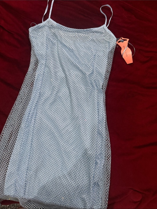 Dresses & Skirts - Light Blue Sequin Mesh Slip Dress with Spaghetti Straps